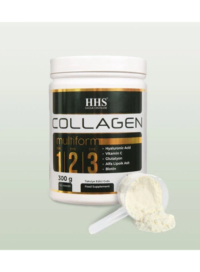 أتش أتش أس مسحوق الكولاجين متعدد الأشكال من إتش إتش إس، 300 غرام، لدعم الجمال والصحة - Image 1